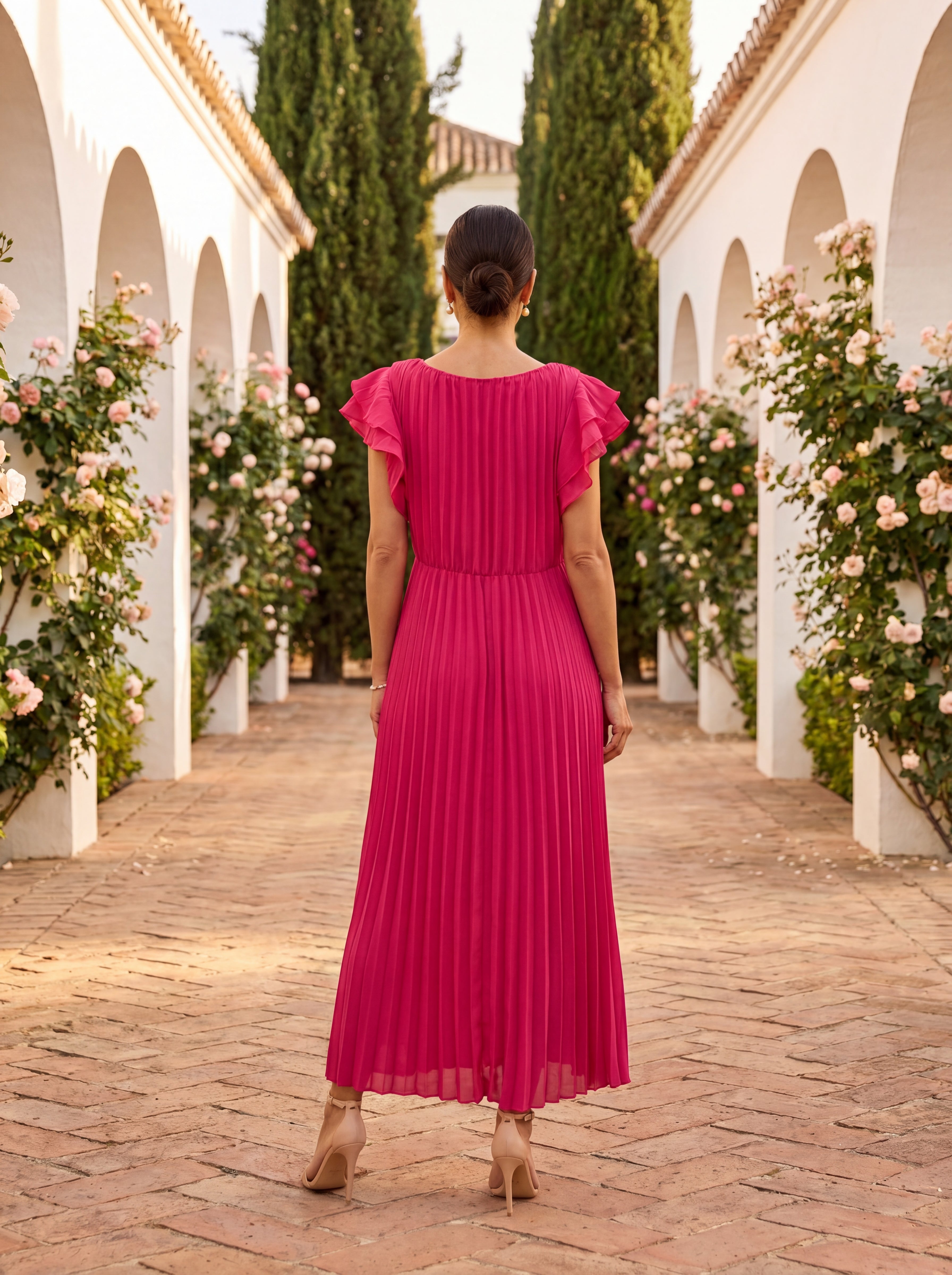 Seraphina | Elegantní maxi šaty s plisovaným vázaným pasem
