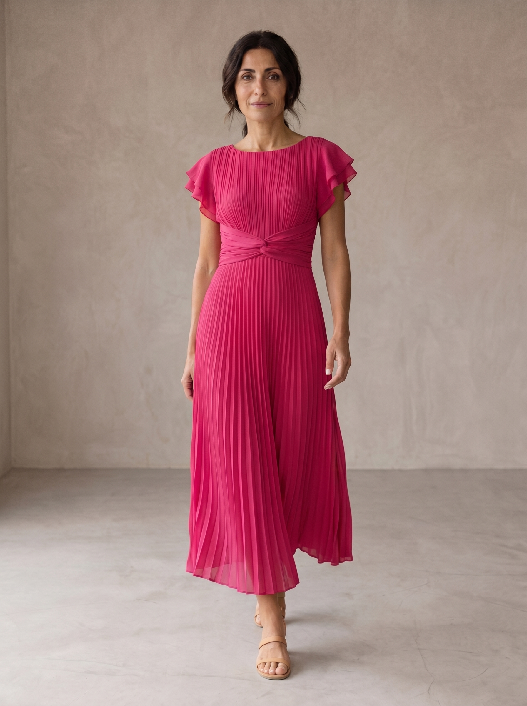Seraphina | Elegantní maxi šaty s plisovaným vázaným pasem