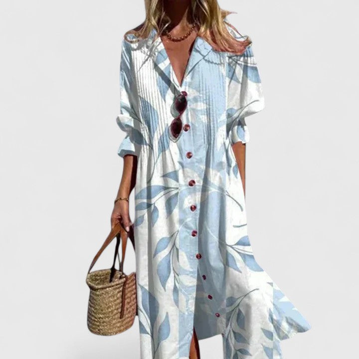 Paula | Tištěné Boho Maxi Šaty s V-Krkem