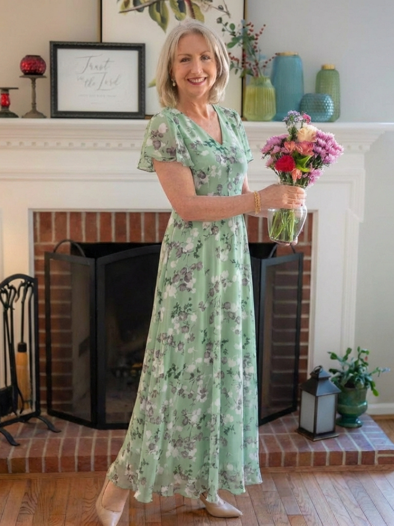 Ismeria | Květinové maxi šaty z chiffon