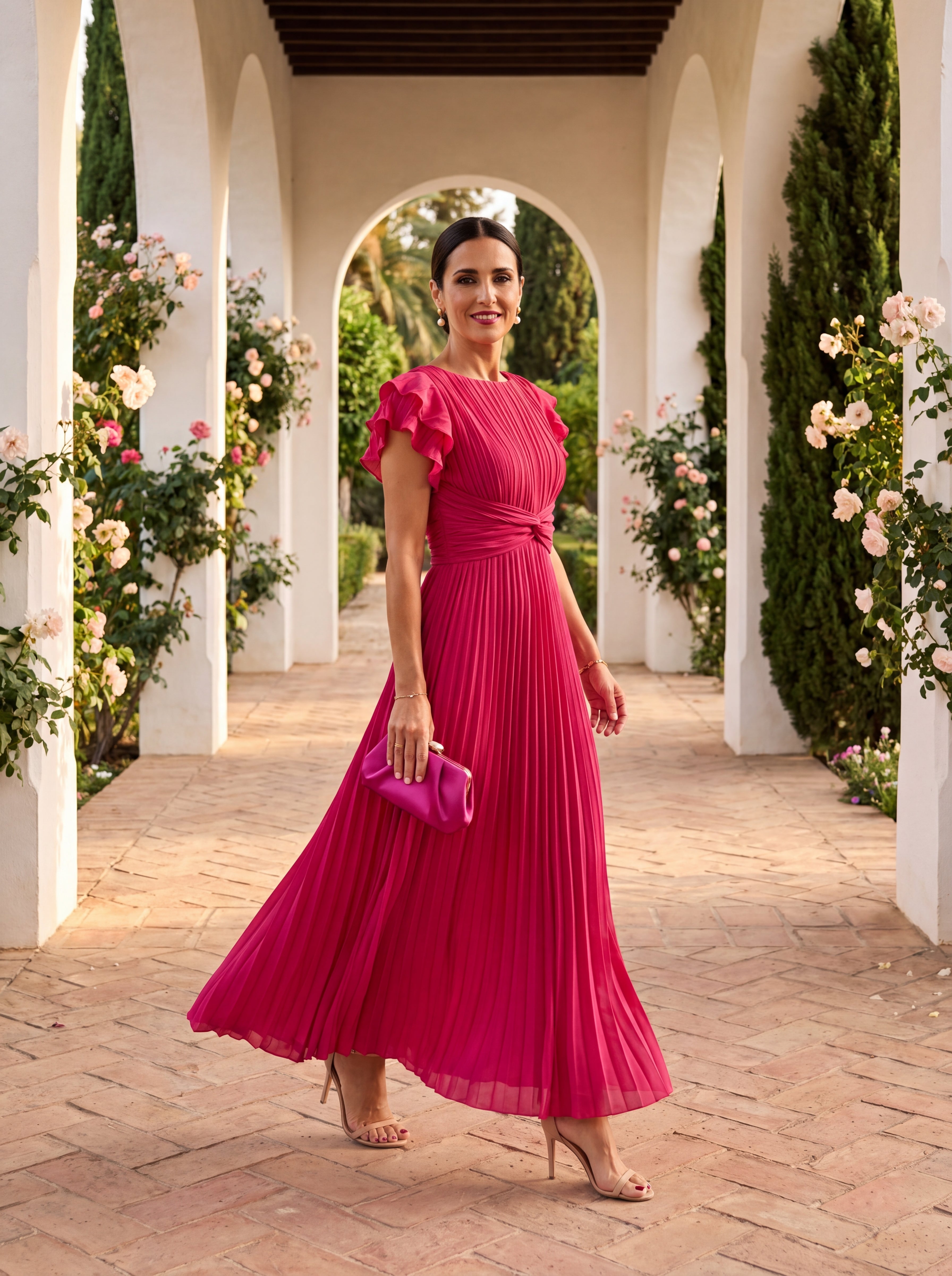 Seraphina | Elegantní maxi šaty s plisovaným vázaným pasem